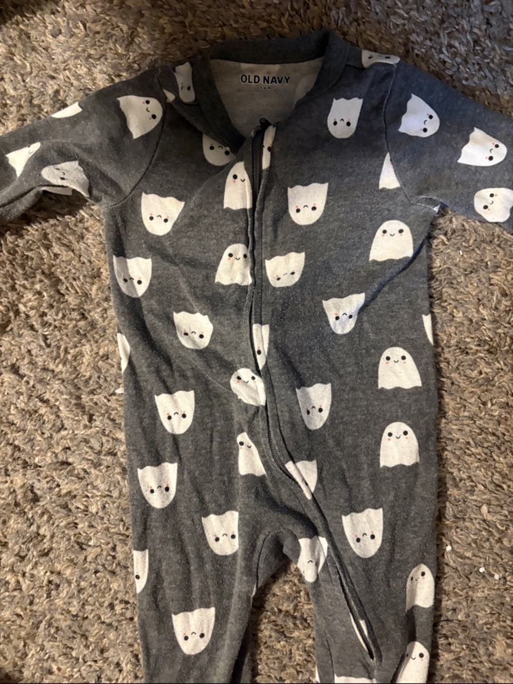 Old Navy Charcoal Gray Ghost Print Baby Footed One-Piece